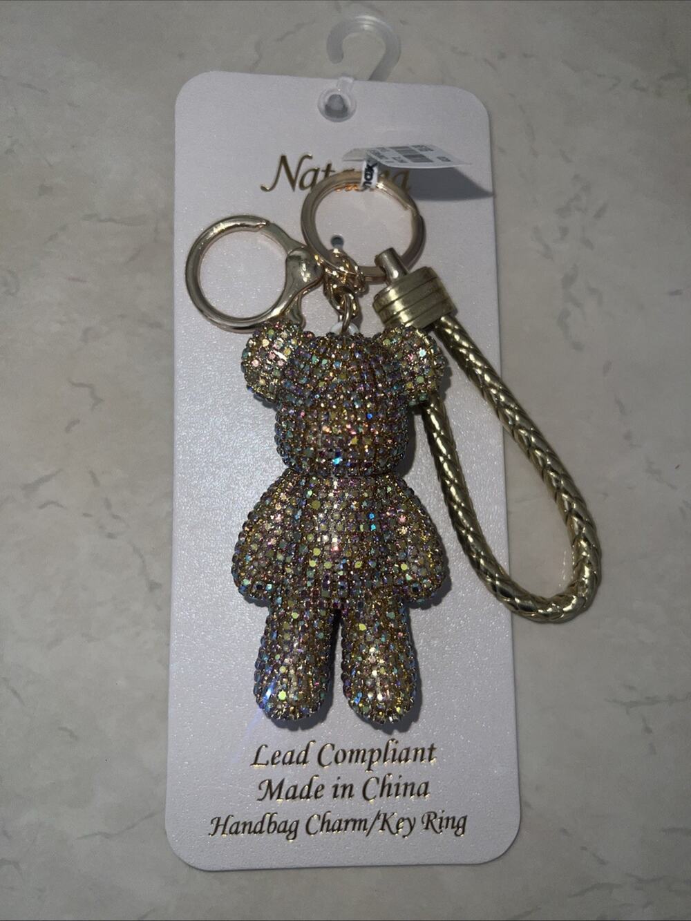 BRAND NEW Natasha Rhinestone Teddy Bear Bag Charm / Keychain
